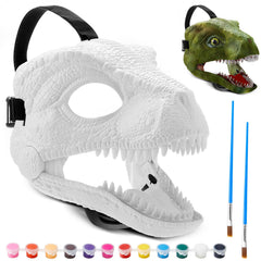 Seenelling DIY white dino mask front view ready for custom painting and imaginative play.