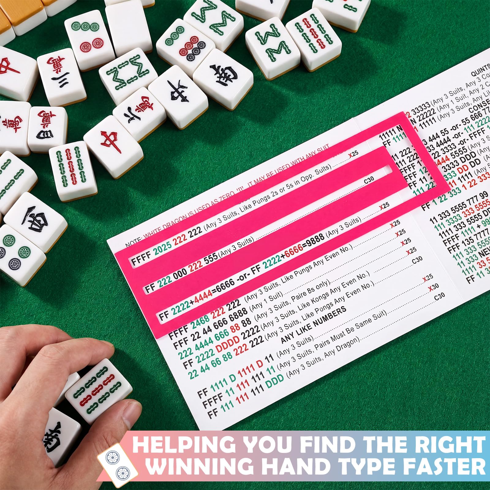 Seenelling Mahjong line reader clip in use demonstrates quick setup during game nights.