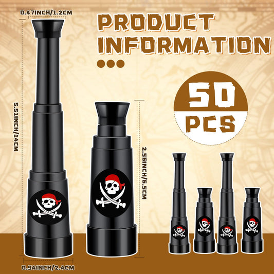 Seenelling mini pirate telescope with sticker enhances pirate-themed decoration.