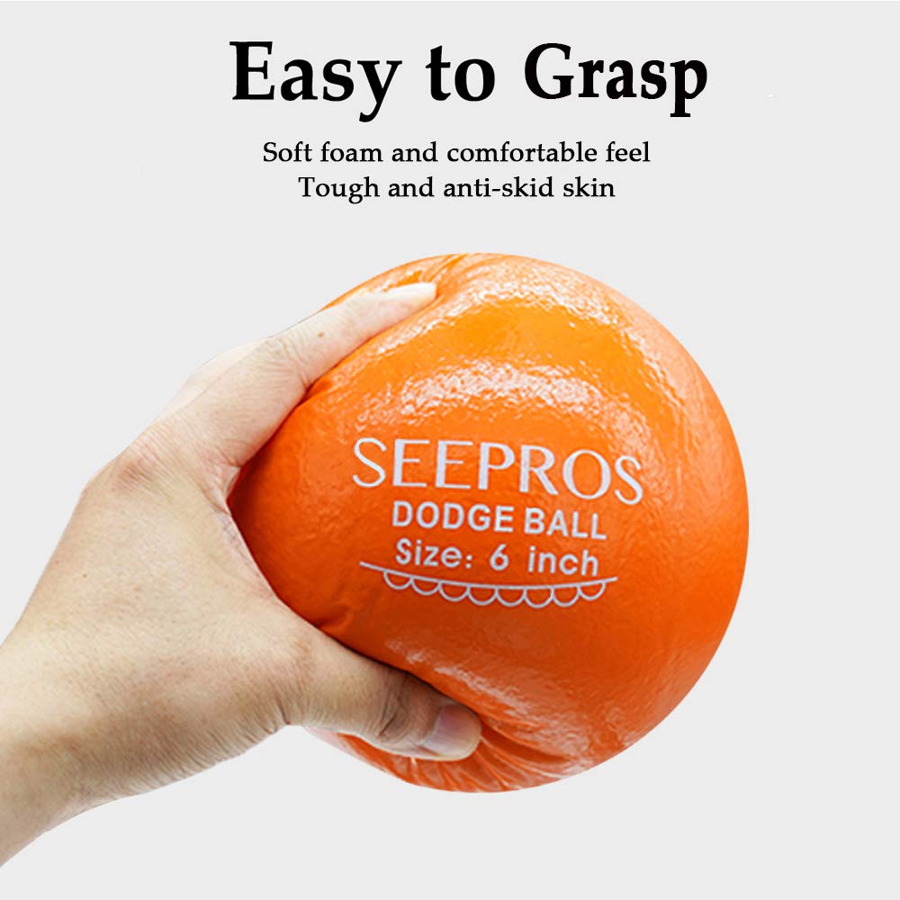 SEEPROS foam dodgeball blue designed for safe, low-bounce practice.