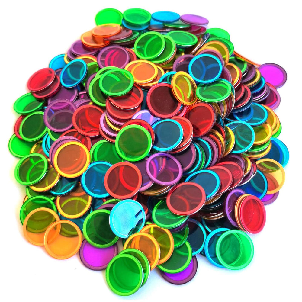 SEETOOOGAMES 300 magnetic bingo chips set in five colors for math practice.