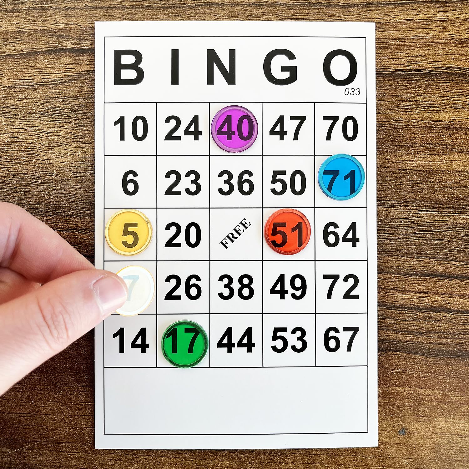 SEETOOOGAMES compact bingo chip set for portable classroom fun.
