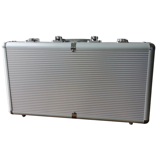 SEETOOOGAMES empty aluminum poker chip case exterior for durable protection and stylish storage.