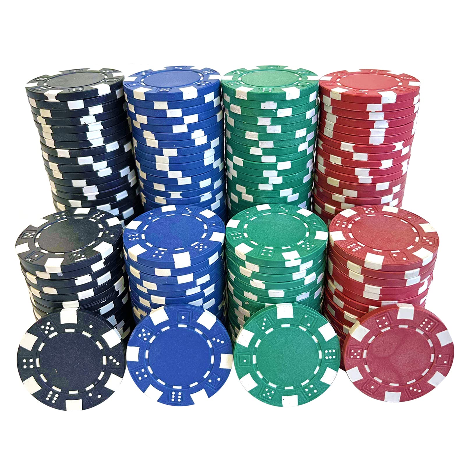 SEETOOOGAMES blue four-color poker chip close-up for durable casino night play