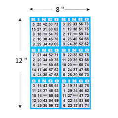 SEETOOOGAMES bingo cards measure 8x12 inches for easy readability