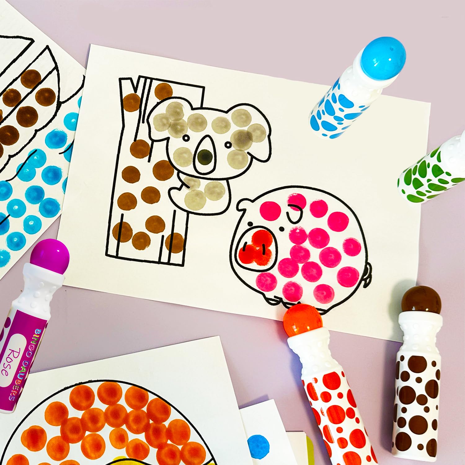 SEETOOOGAMES Bingo Daubers green dots for nature-themed crafts and counting practice