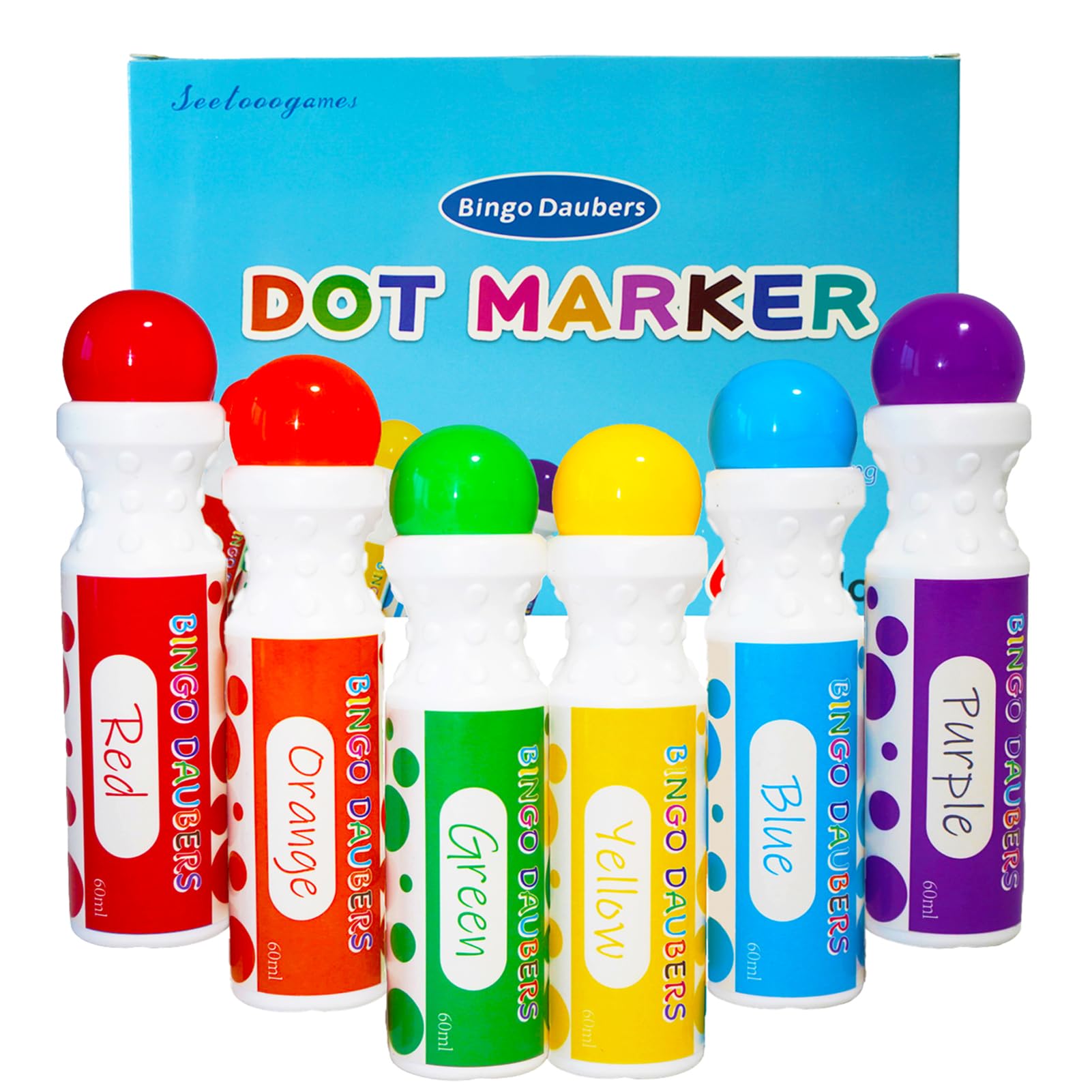 SEETOOOGAMES Bingo Daubers red dots for vibrant coloring and quick toddler doodling