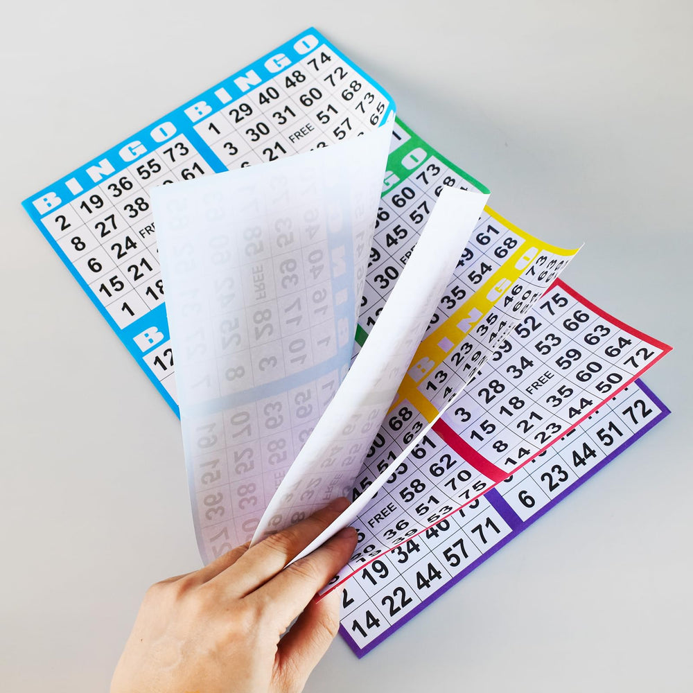 SEETOOOGAMES bingo sheets glued together for fast setup and multi-round play