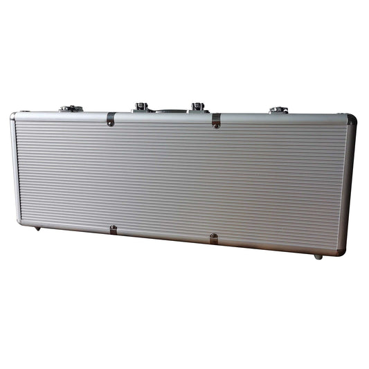 SEETOOOGAMES empty aluminum poker chip case exterior with a durable, travel-friendly finish.
