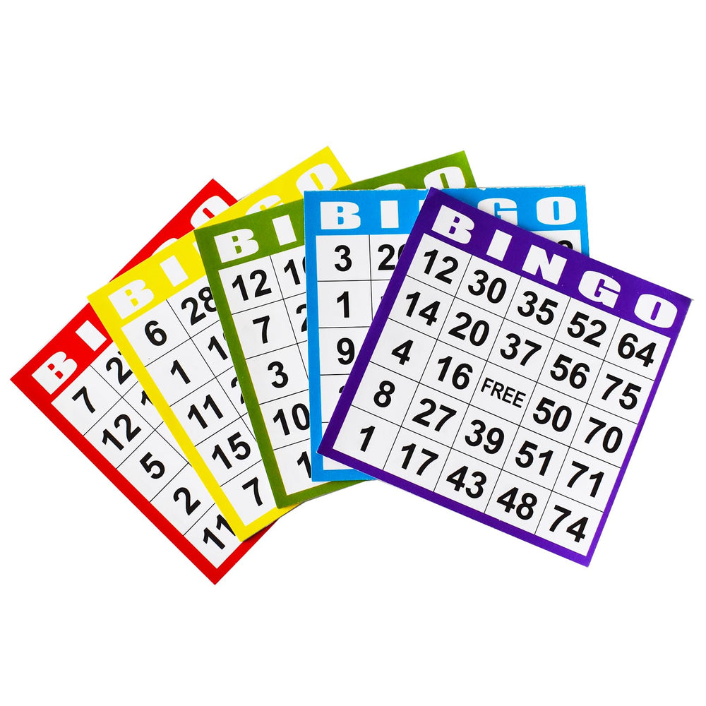SEETOOOGAMES mixed-color bingo cards; vibrant designs for lively sessions