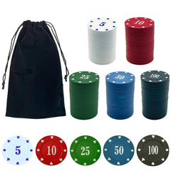 SEETOOOGAMES poker chips with denominations arranged for easy betting during a game night
