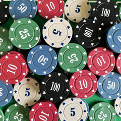 SEETOOOGAMES chips in play creating a casino-like atmosphere at the table