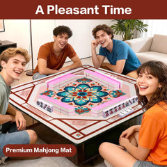 Seeuagn mahjong mat with non-slip rubber backing on table