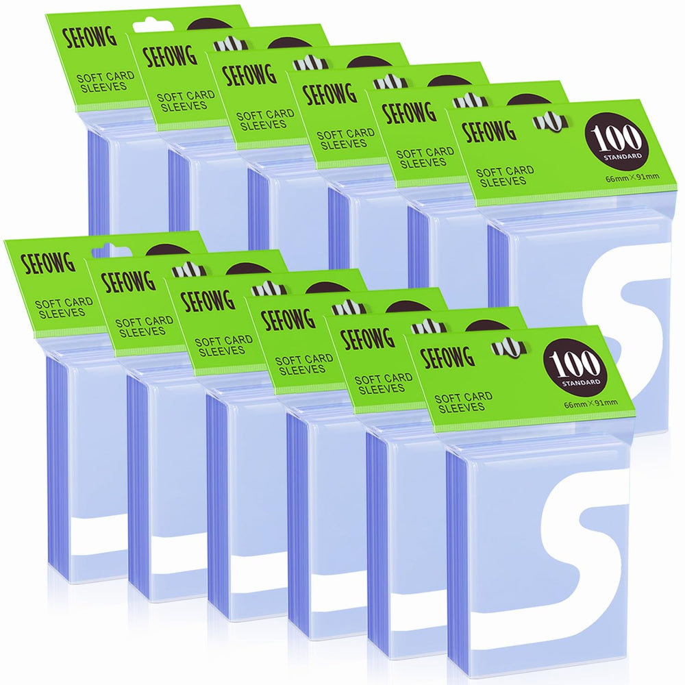 SEFOWG 1200ct clear card sleeves pack safeguards trading cards from dust while keeping designs visible