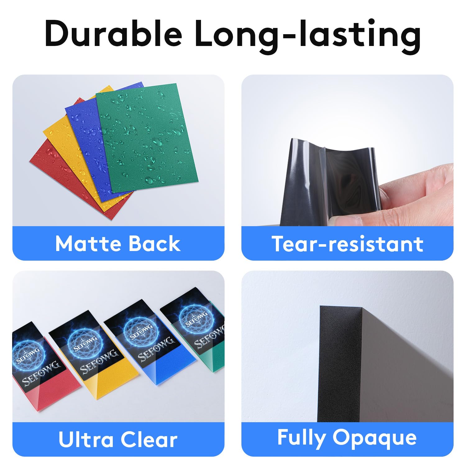 SEFOWG card sleeves matte back texture improves grip for smooth shuffles.