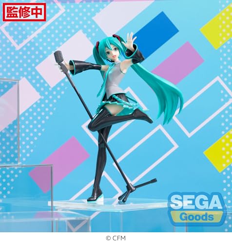 SEGA Luminasta Hatsune Miku Mega39's side view highlights flowing dress and dynamic pose.