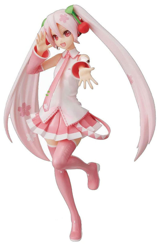 SEGA Sakura Miku SPM figure on display base in a closed box, ideal for collectors.