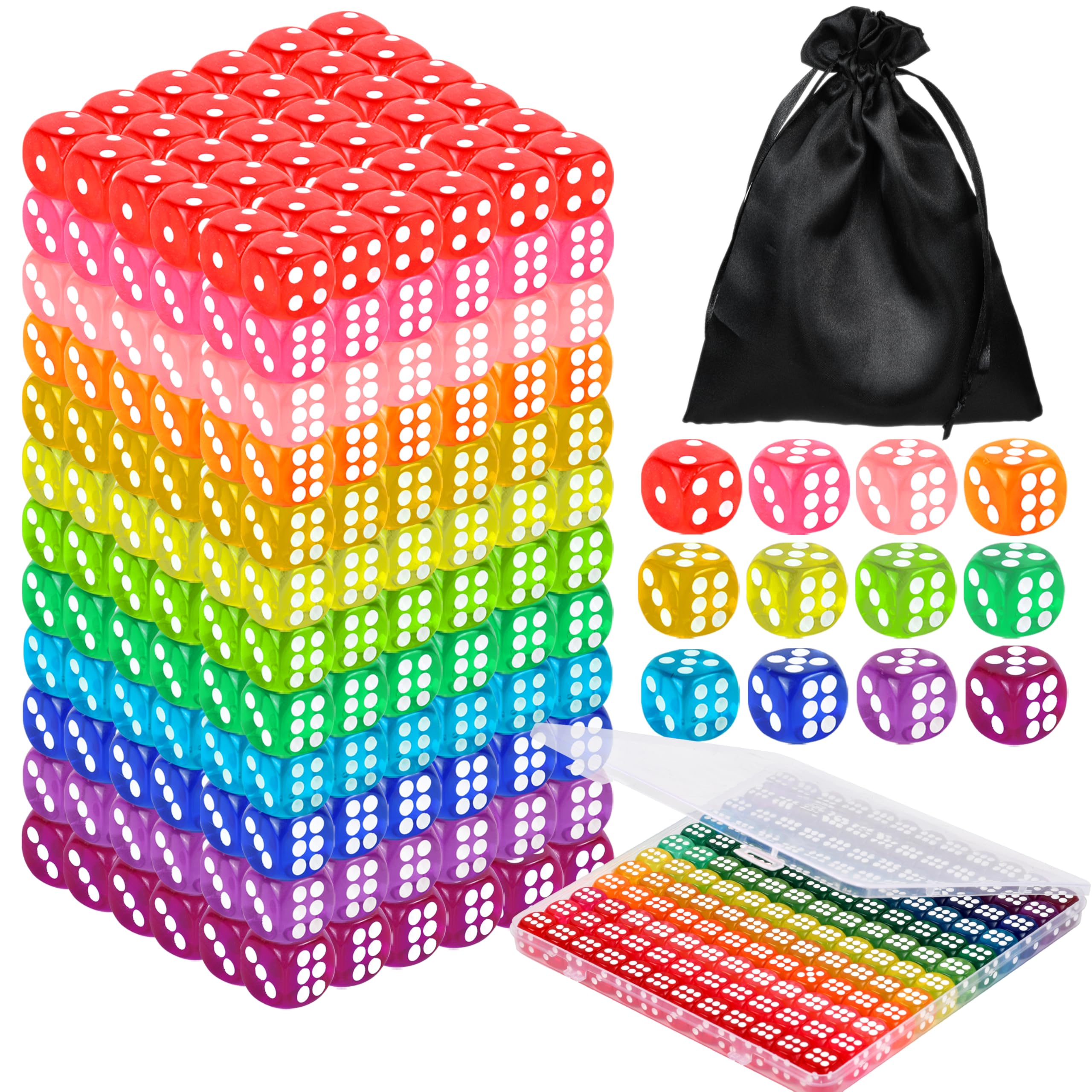 Seifar 120pcs colored dice, assorted 14mm, easy-to-read dots for quick gameplay.