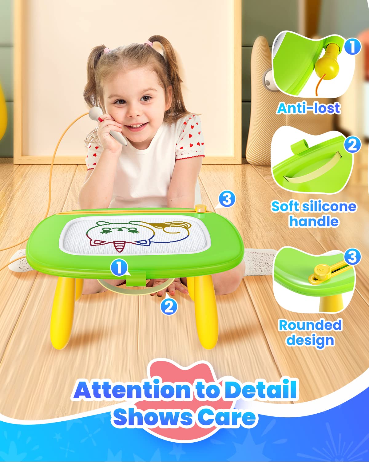 Colorful shapes and illustrations encourage exploration and play.