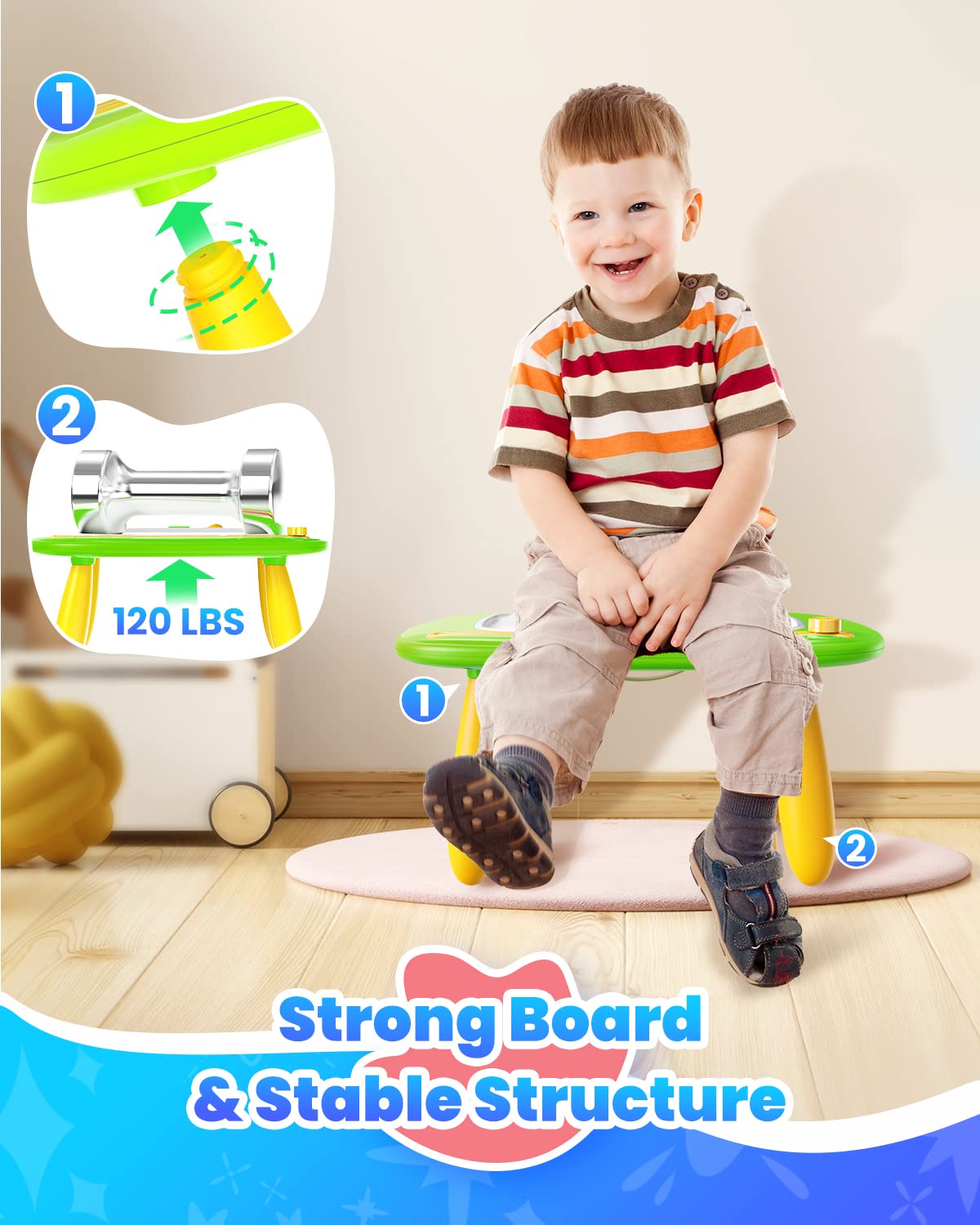 Doodle board displays early strokes and shapes with ease.