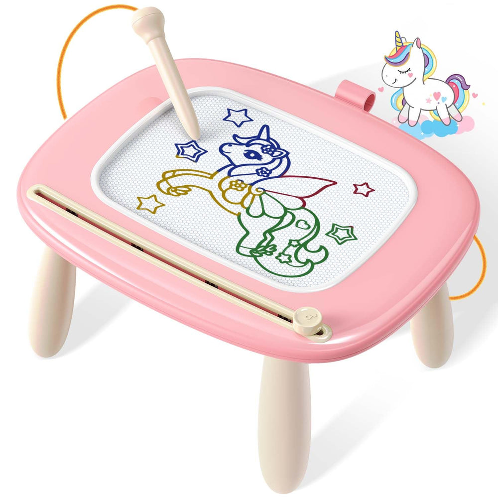 Seimome pink magnetic drawing board front view for early learning and creativity.