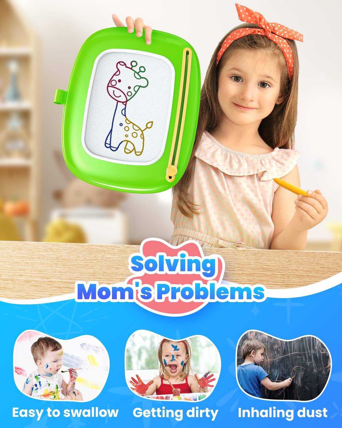 Safe with rounded edges and non-toxic materials.