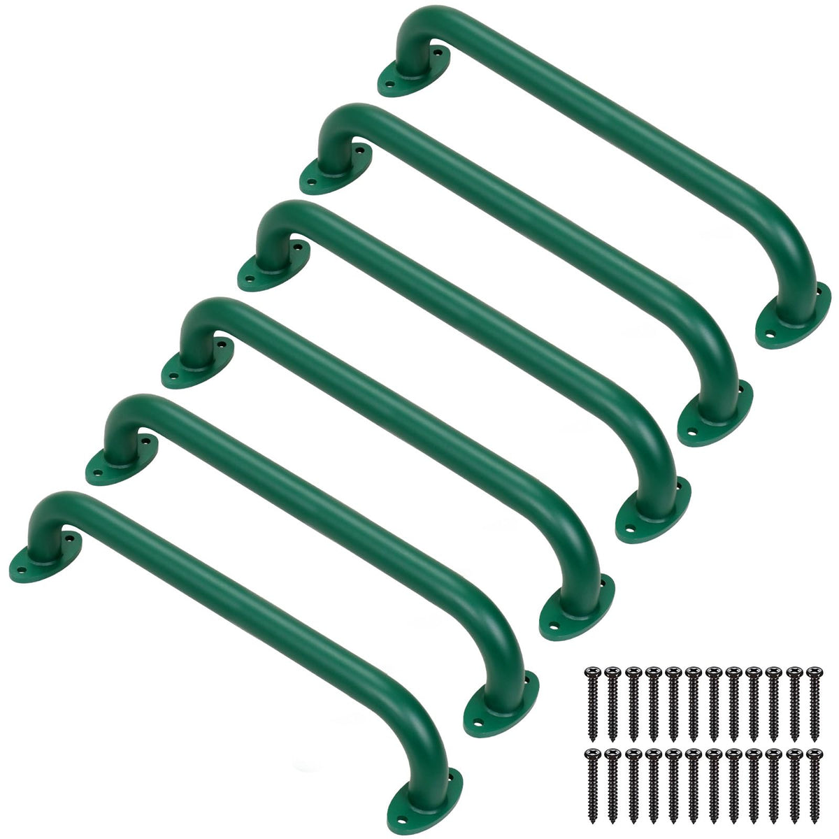 SELEWARE 6-pack 17-inch green handles side view showing durable outdoor playground hardware