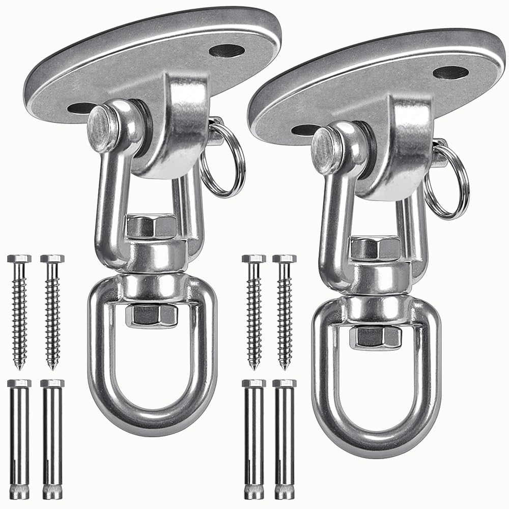SELEWARE ceiling swing mount in stainless steel for sturdy indoor or outdoor use.