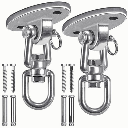 SELEWARE ceiling swing mount in stainless steel for sturdy indoor or outdoor use.