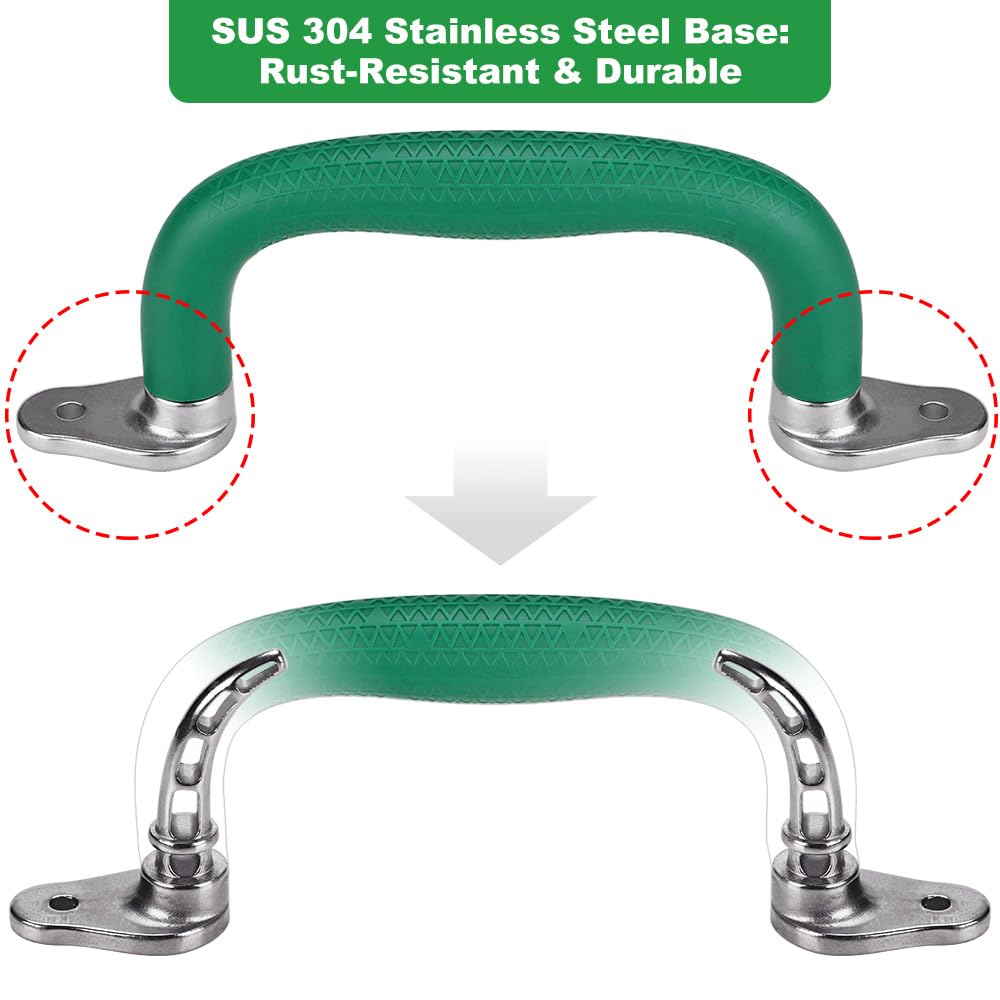 SELEWARE Green Playground Safety Handle side view, durable grip for climbing.