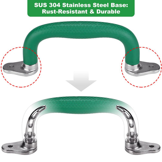 SELEWARE Green Playground Safety Handle side view, durable grip for climbing.