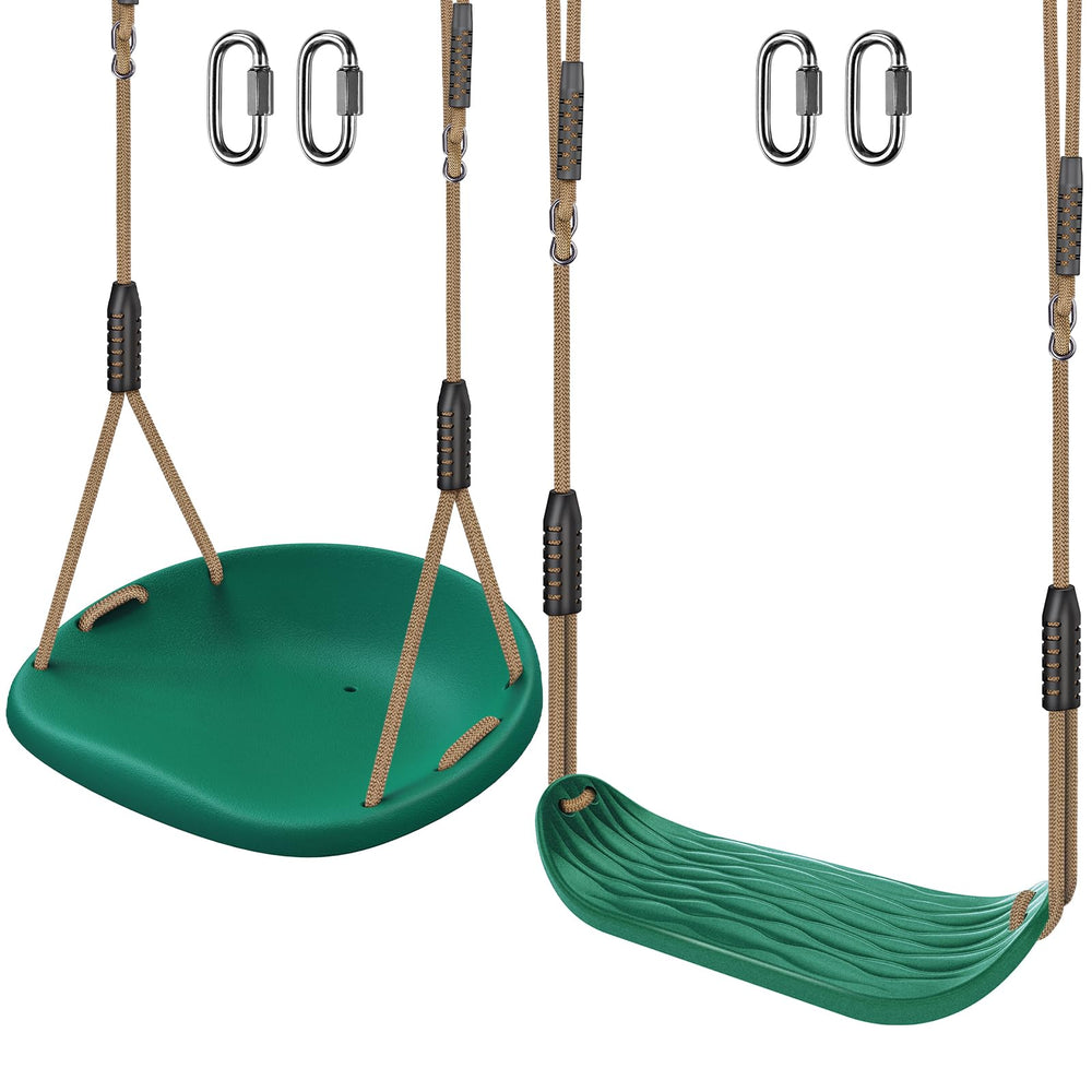 SELEWARE heavy-duty swing seat in green, front view, ergonomic comfort for all ages