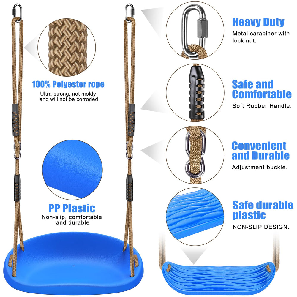 SELEWARE ergonomic blue seat provides comfortable support during swings
