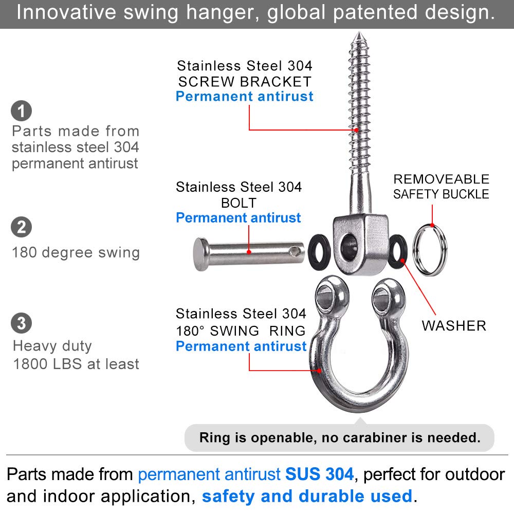 Close-up of SELEWARE stainless steel swing hanger rust-resistant finish
