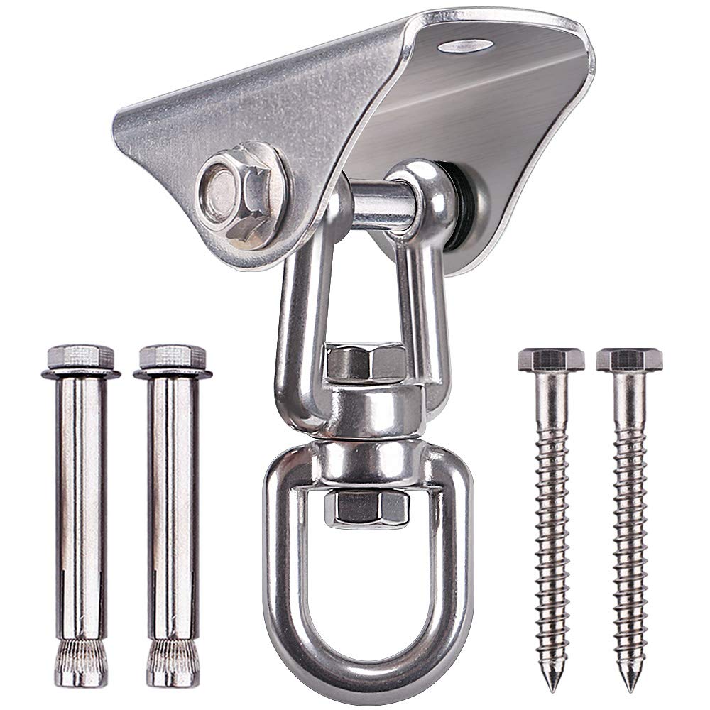 SELEWARE stainless steel swing hanger close-up highlighting rustproof durability for heavy use.