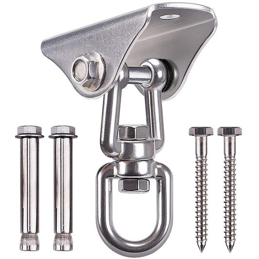 SELEWARE stainless steel swing hanger close-up highlighting rustproof durability for heavy use.