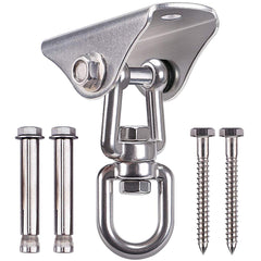 SELEWARE stainless steel swing hanger close-up highlighting rustproof durability for heavy use.