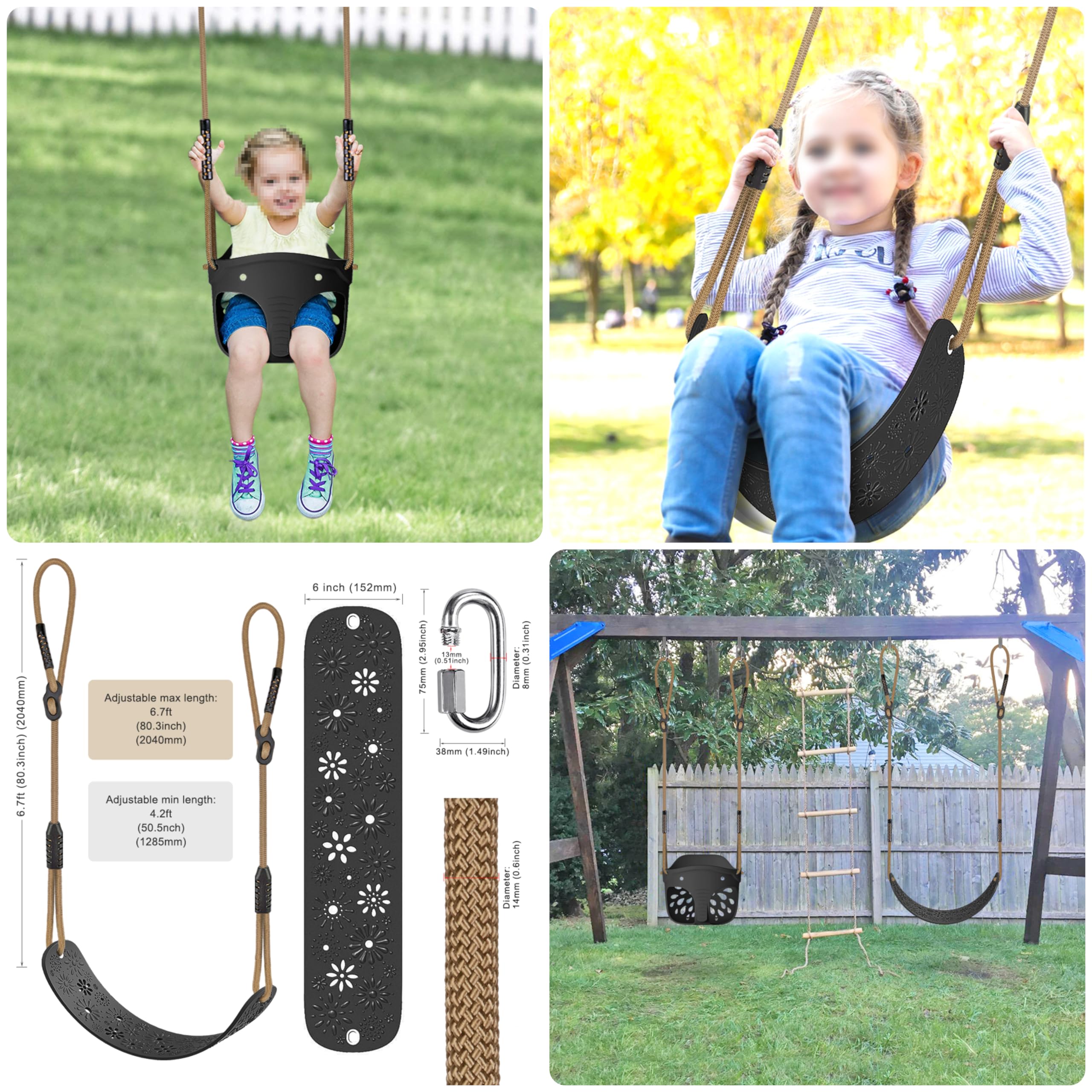 SELEWARE two-pack swing set accessories for family outdoor play