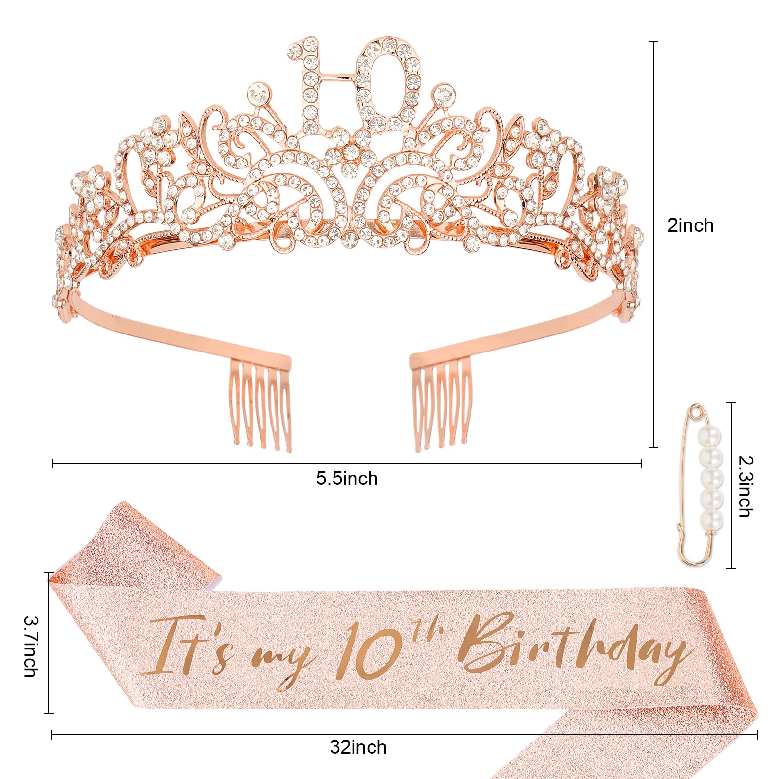 Semato Rose Gold 10th Sash glitter detail ready for eye-catching photos