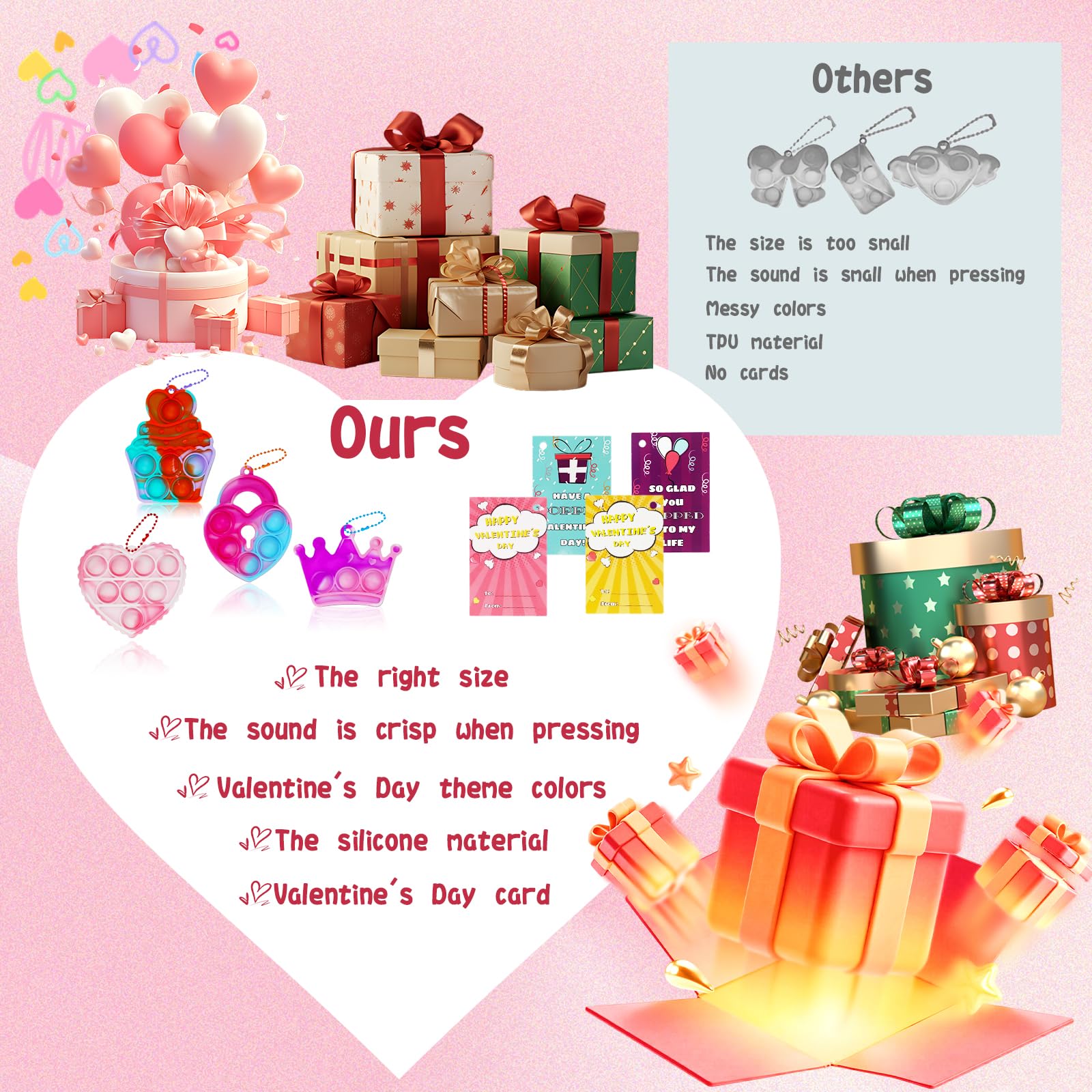 SEMITIMES 12 cartoon styles valentines day, popular designs for kids' gifts.