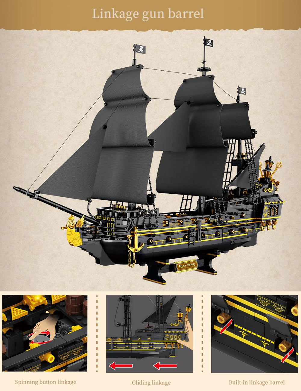 SEMKY Black Devil Pirate Ship building process offers a satisfying assembly experience.