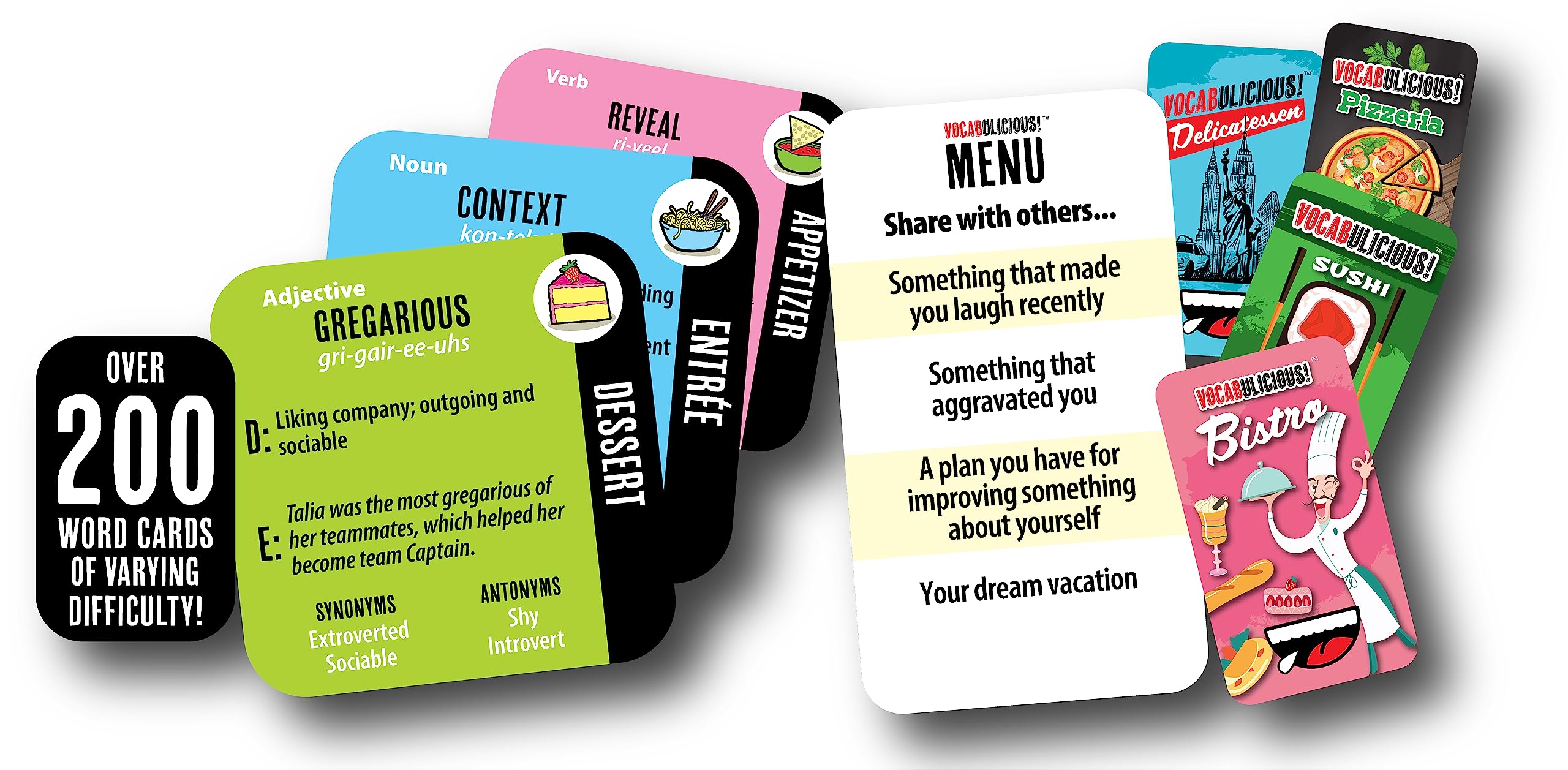 VOCABULICIOUS dessert cards offer advanced language weaving opportunities.