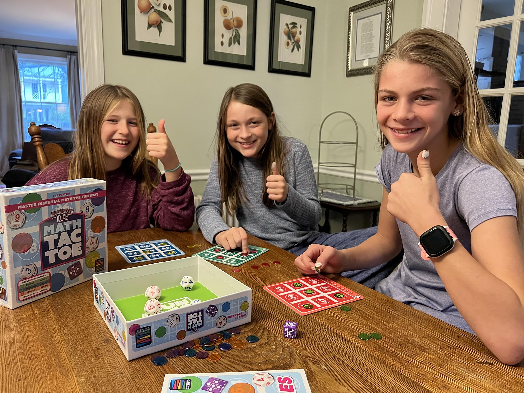 Semper PlaySmart Dice-Math-Tac-Toe felt-lined tray keeps dice secure.