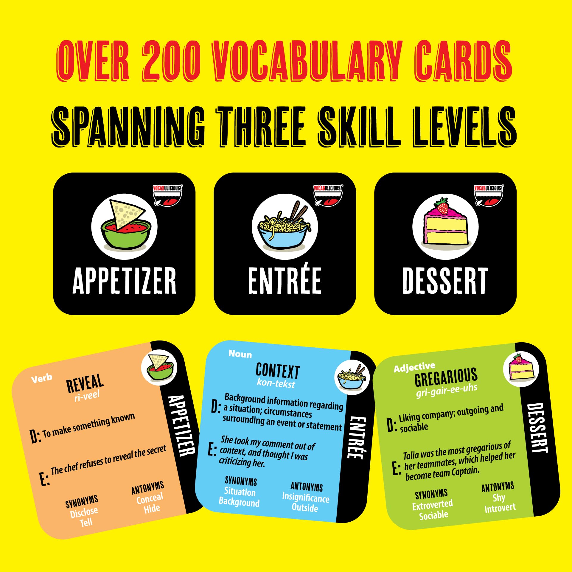 VOCABULICIOUS restaurant menu cards inspire topic-rich mealtime talks.