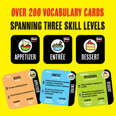 VOCABULICIOUS restaurant menu cards inspire topic-rich mealtime talks.