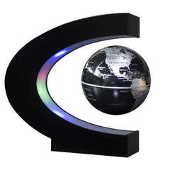 Senders floating globe with LED midair rotation enhances modern desk aesthetics