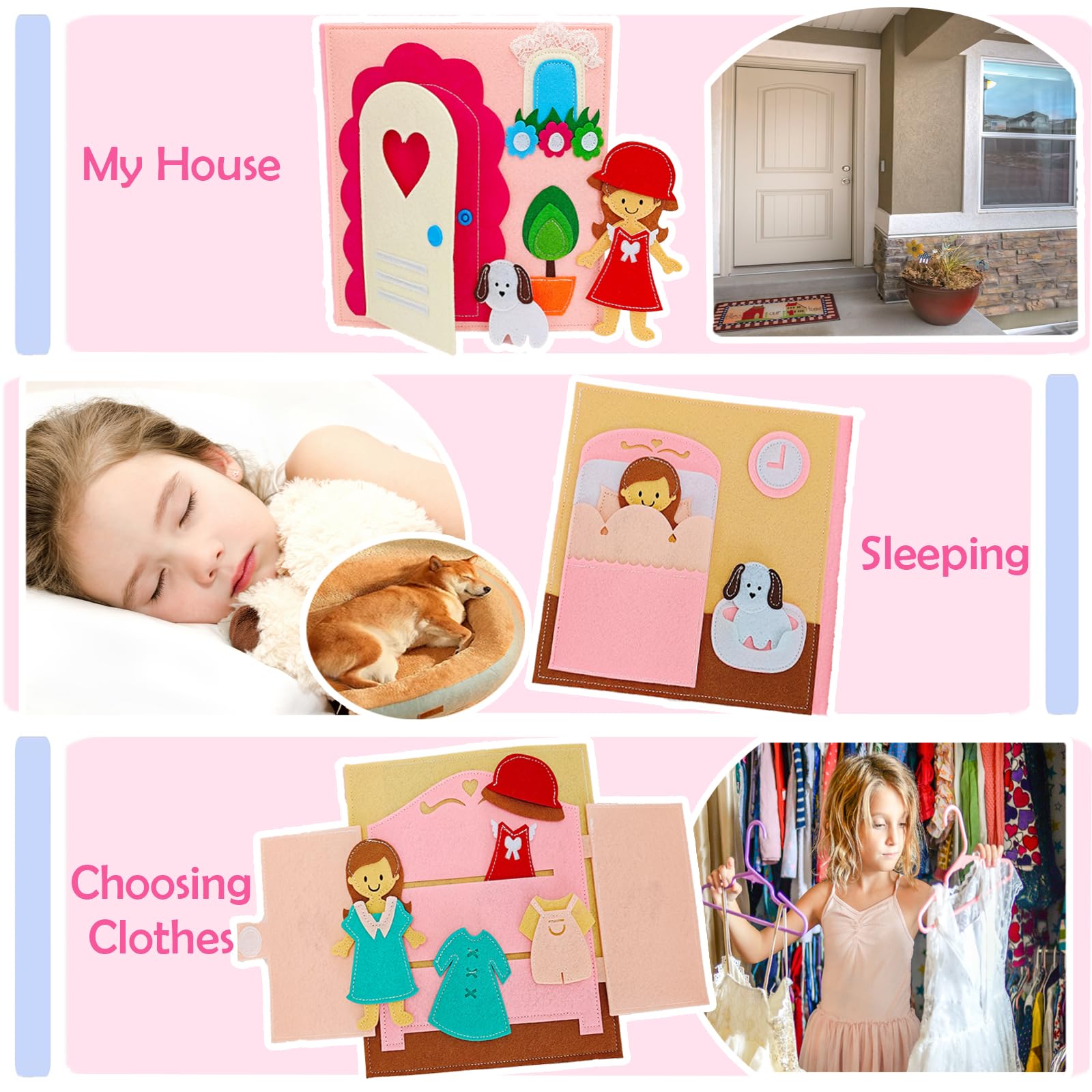 Sendhjurf Montessori Busy Book felt doll page for imaginative play and storytelling