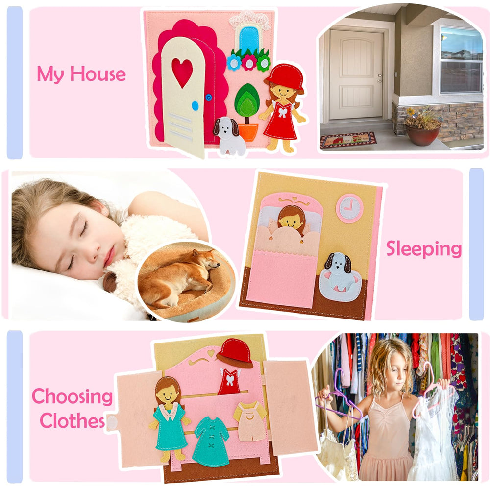 Sendhjurf Montessori Busy Book felt doll page for imaginative play and storytelling
