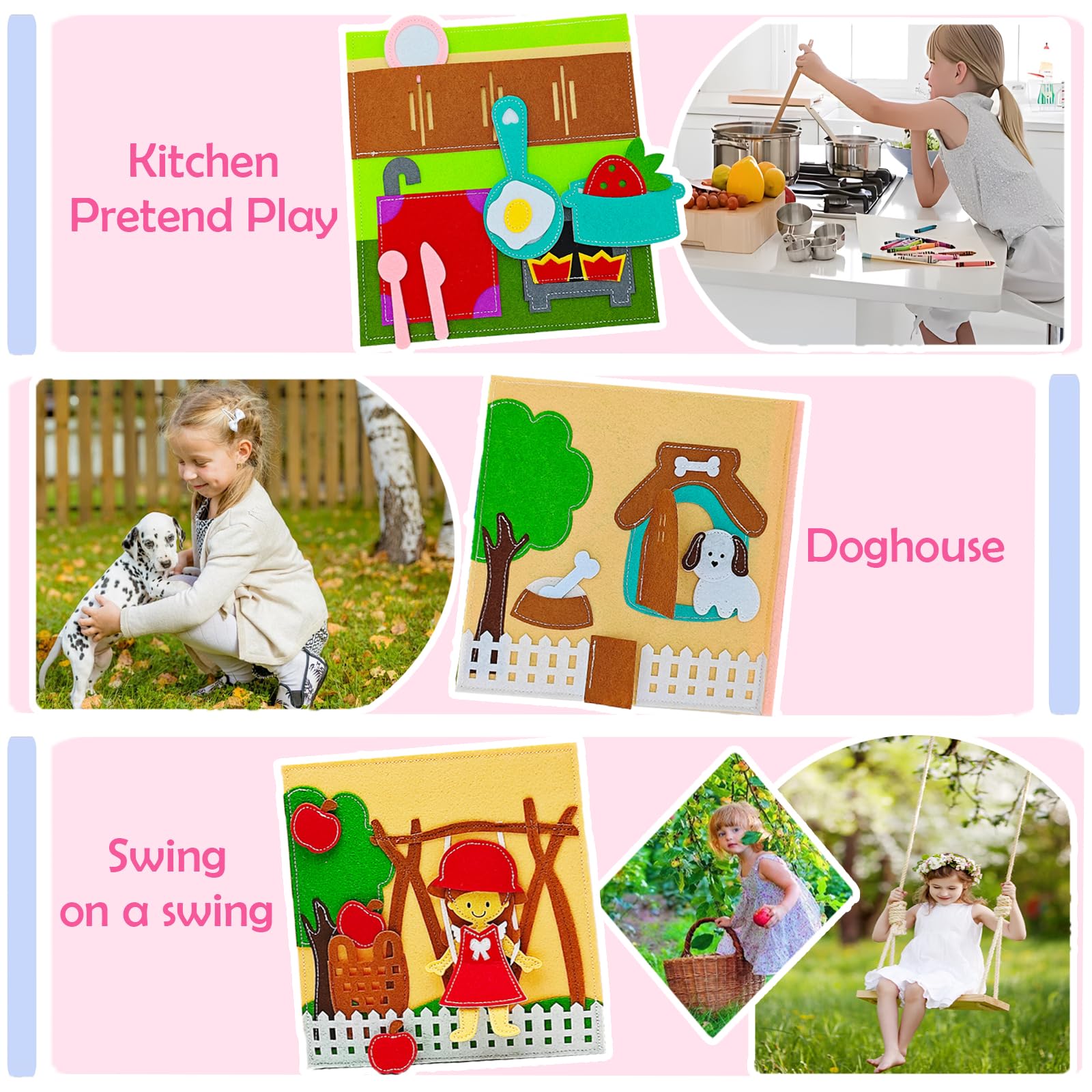 Sendhjurf Montessori Busy Book storage page highlighting organized pieces