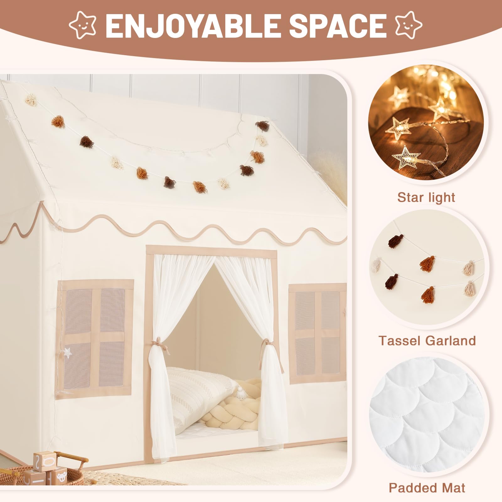 Senodeer play tent with mat offers comfy base for quiet reading.